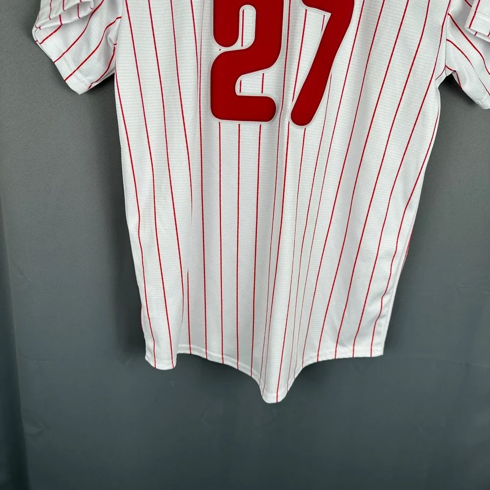 Nike Philadelphia Phillies Aaron Nola 27 Pinstripe Jersey Boys Large 14/16 White